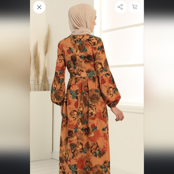 Tavin mustard yellow floral maxi dress with puffed long sleeves - Picture 7 of 9